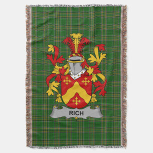 Irish Rich Coat of Arms Family Crest Ireland Throw Blanket