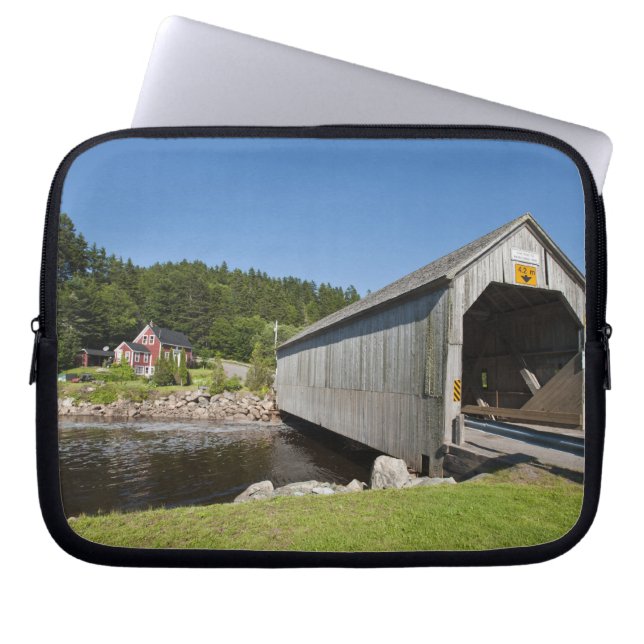 Irish River covered bridge, St. Martins, New Laptop Sleeve (Front)