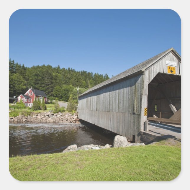 Irish River covered bridge, St. Martins, New Square Sticker (Front)