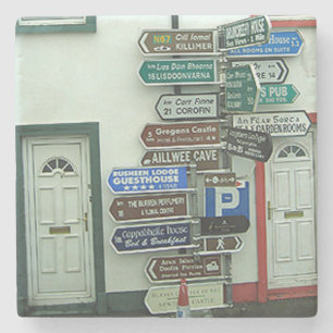 Irish Road Signs, Ireland Marble Coaster. Stone Coaster
