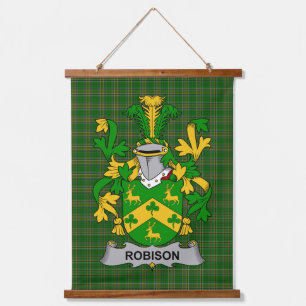 Irish Robison or Robinson Coat of Arms Family Cres Hanging Tapestry