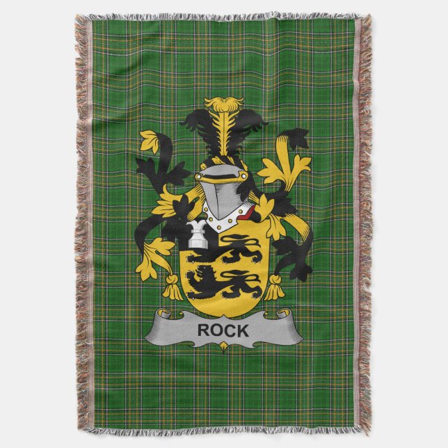  Irish Rock Coat of Arms Family Crest Ireland Throw Blanket (Front Vertical)