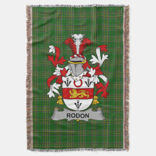  Irish Rodon or Rodden Coat of Arms Family Crest I Throw Blanket