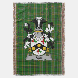Irish Roe Coat of Arms Family Crest Ireland Throw Blanket