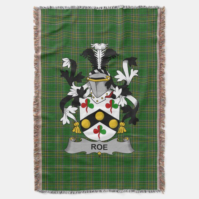  Irish Roe Coat of Arms Family Crest Ireland Throw Blanket (Front Vertical)