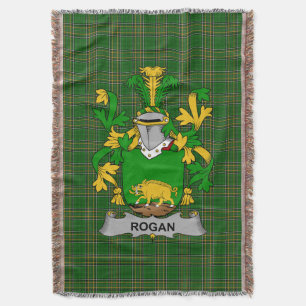  Irish Rogan or O_Rogan Coat of Arms Family Crest  Throw Blanket