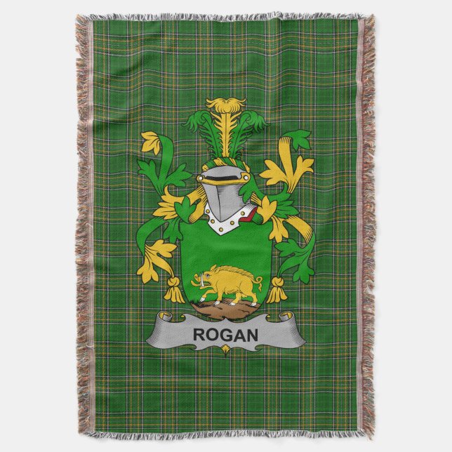 Irish Rogan or O_Rogan Coat of Arms Family Crest  Throw Blanket (Front Vertical)