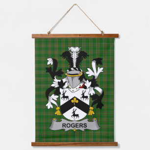 Irish Rogers Coat of Arms Family Crest Hanging Tapestry