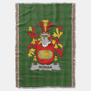  Irish Ronan or O_Ronan Coat of Arms Family Crest  Throw Blanket