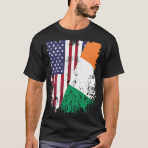 Irish Roots Half American Flag Ireland Flag T-Shirt