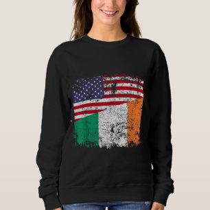 IRISH ROOTS Half American Flag IRELAND Sweatshirt