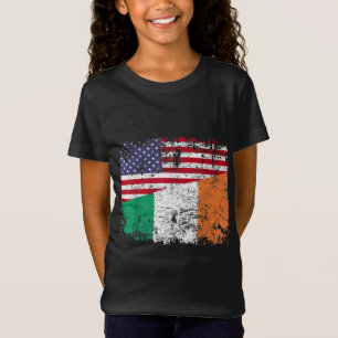 IRISH ROOTS Half American Flag IRELAND T-Shirt