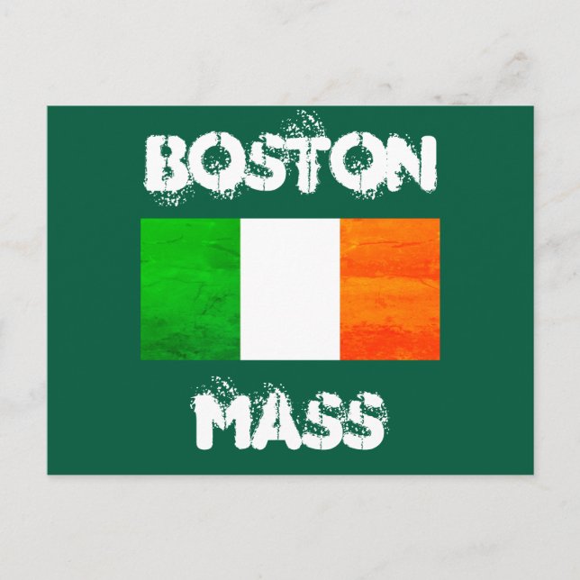 Irish Roots in Boston MA – Bold Flag Graphic Postcard (Front)