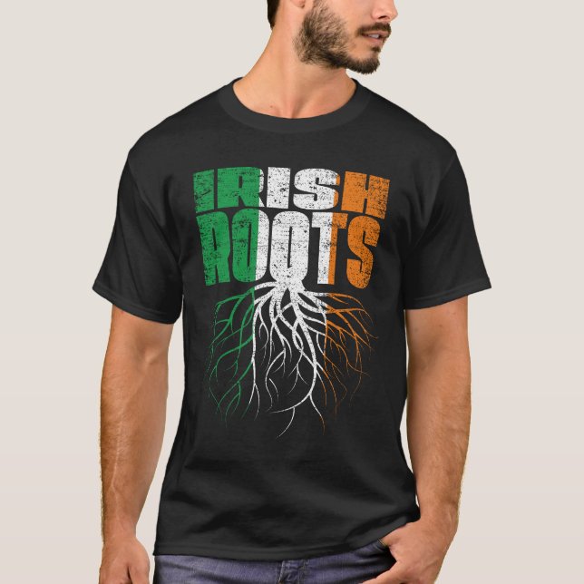 Irish Roots Ireland Heritage Flag T-Shirt (Front)