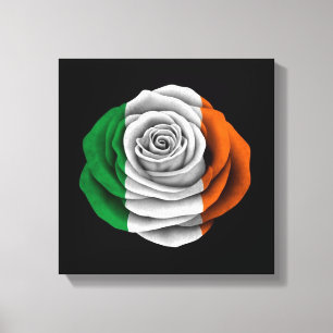 Irish Rose Flag on Black Canvas Print