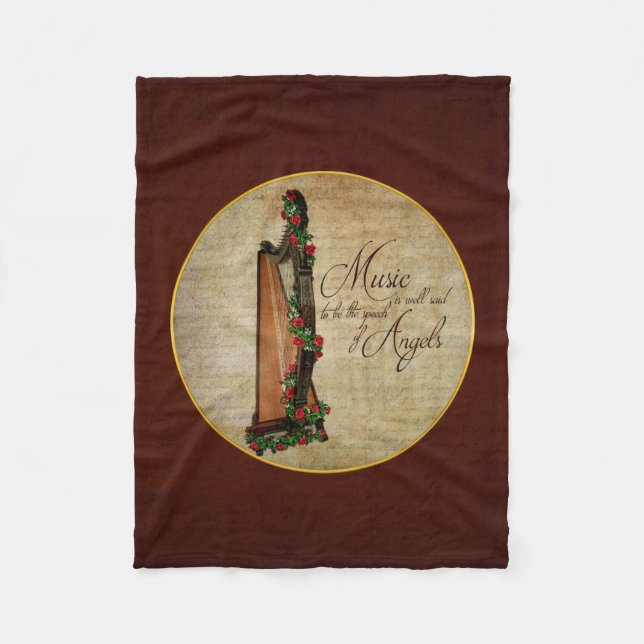 Irish Rose Harp Fleece Blanket (Front)