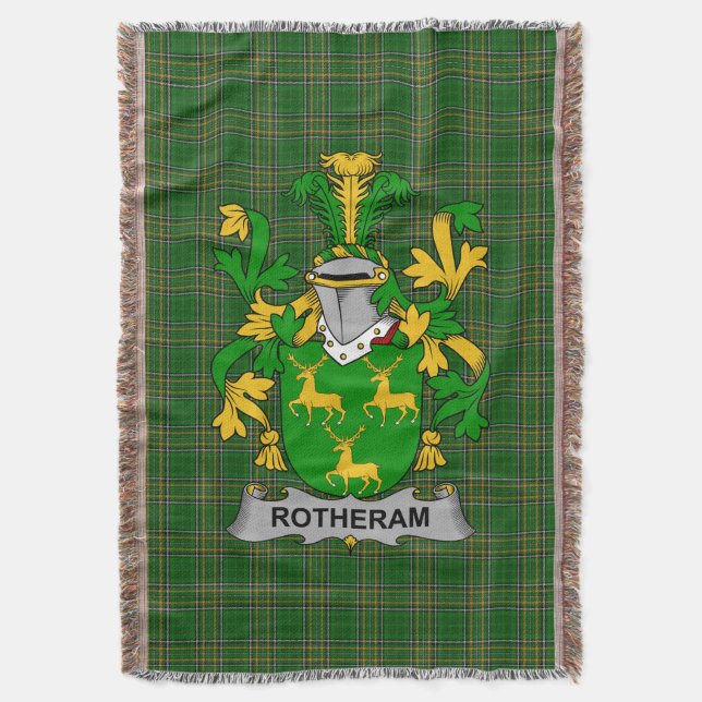  Irish Rotheram Coat of Arms Family Crest Ireland Throw Blanket (Front Vertical)