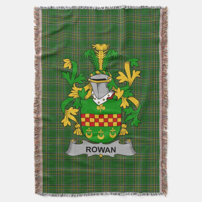  Irish Rowan Coat of Arms Family Crest Ireland Throw Blanket (Front Vertical)