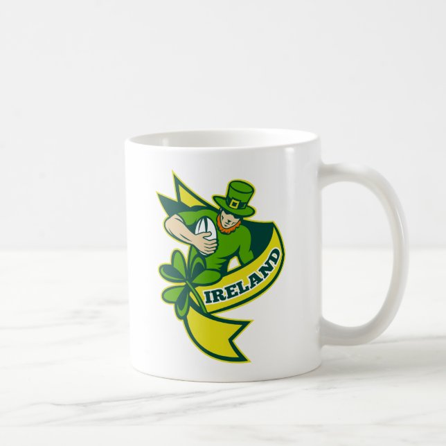 Irish rugby player leprechaun hat shamrock coffee mug (Right)
