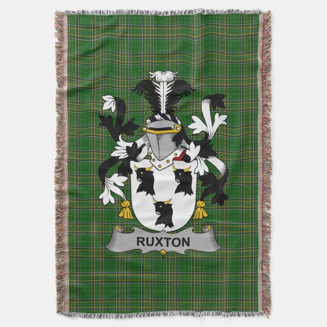  Irish Ruxton Coat of Arms Family Crest Ireland Throw Blanket (Front Vertical)
