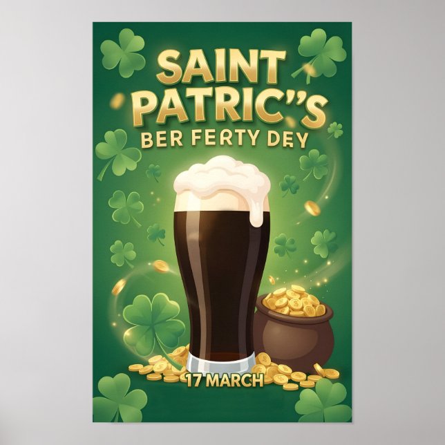 Irish Saint Patrick Party Beer Festival  Poster (Front)