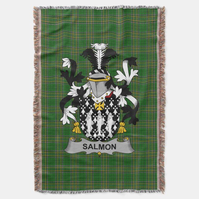  Irish Salmon Coat of Arms Family Crest Ireland Throw Blanket (Front Vertical)