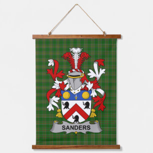 Irish Sanders Coat of Arms Family Crest Hanging Tapestry