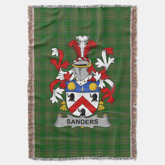  Irish Sanders Coat of Arms Family Crest Ireland Throw Blanket (Front Vertical)