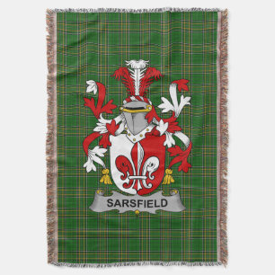  Irish Sarsfield Coat of Arms Family Crest Ireland Throw Blanket