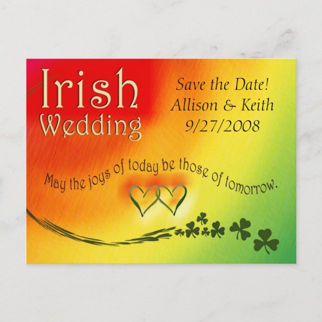 Irish Save the Date Wedding Postcard (Front)