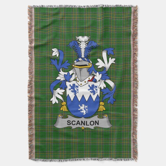  Irish Scanlon or O_Scanlan Coat of Arms Family Cr Throw Blanket (Front Vertical)