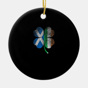 Irish Scottish flag Shamrock Ireland Saint Patrick Ceramic Tree Decoration