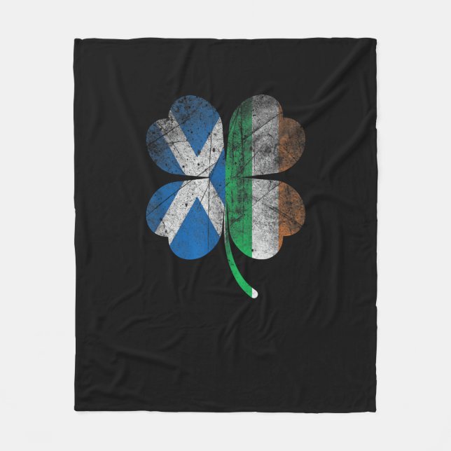 Irish Scottish flag Shamrock Ireland Saint Patrick Fleece Blanket (Front)