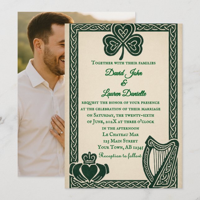 Irish Serenity Photo Wedding Invitation (Front/Back)