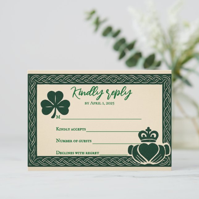 Irish Serenity Wedding RSVP Card (Standing Front)