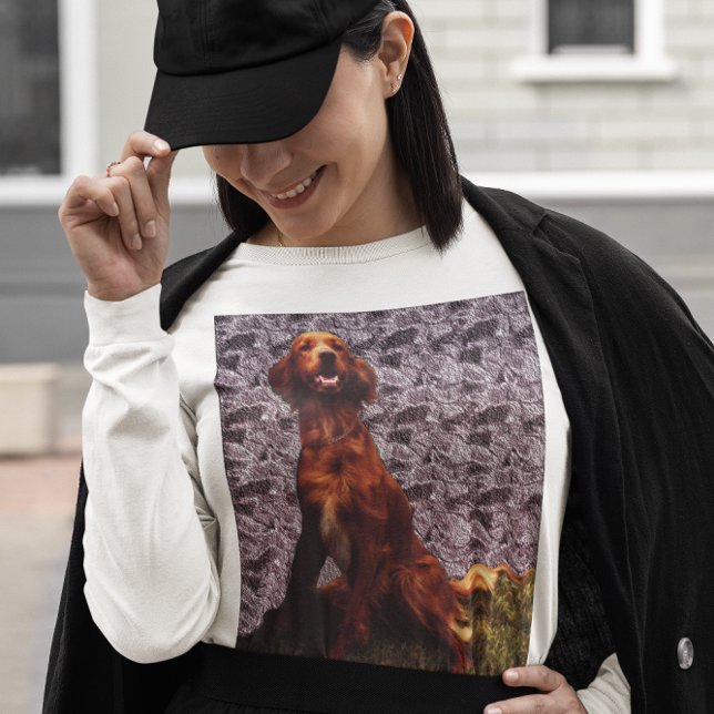 Irish Setter and Patterned Concrete Wall T-shirt (Irish Setter and Patterned Concrete Wall T-shirt)