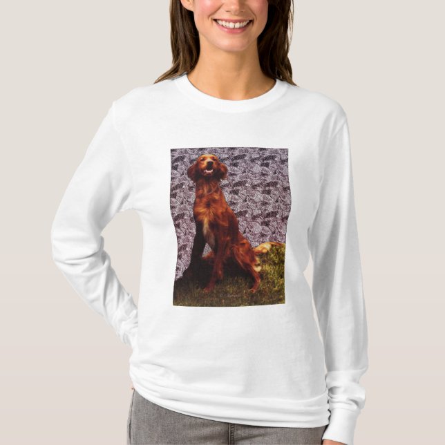 Irish Setter and Patterned Concrete Wall T-shirt (Front)