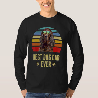 Irish Setter Best Dog Dad Ever Retro Sunset T-Shirt