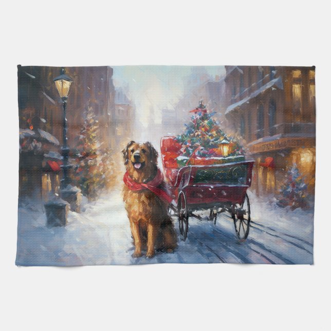 Irish Setter Christmas Festive Season  Tea Towel (Horizontal)