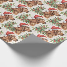 Irish Setter Christmas Holly Watercolor