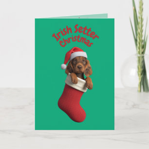 Irish Setter Christmas Stocking Card