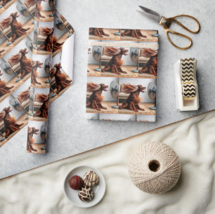 Irish Setter Cooling Off By a Fan Wrapping Paper