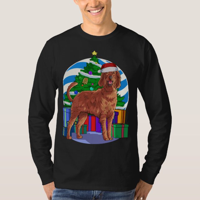 Irish Setter Cute Santa Christmas Tree Decor T-Shirt (Front)