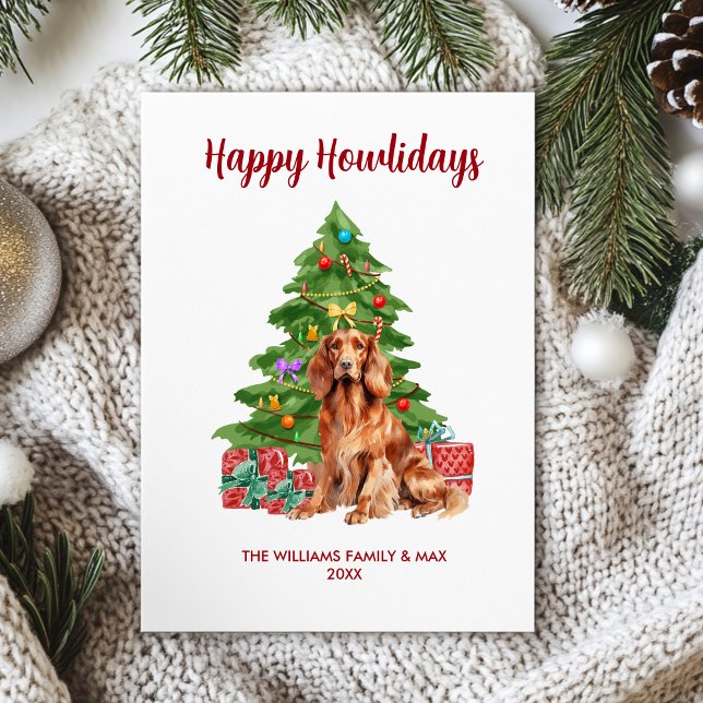Irish Setter Dog Family Christmas Holiday Card (Creator Uploaded)