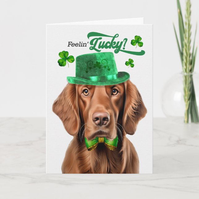 Irish Setter Dog Lucky St Patrick's Day Holiday Card (Front)