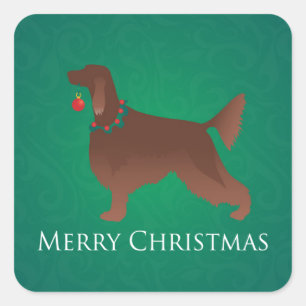 Irish Setter Dog Merry Christmas Design Square Sticker