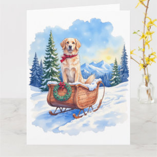 Irish Setter Enjoying Christmas Sleigh Ride Winter Card