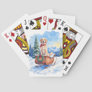 Irish Setter Enjoying Christmas Sleigh Ride Winter Playing Cards