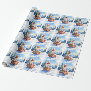 Irish Setter Enjoying Christmas Sleigh Ride Winter Wrapping Paper