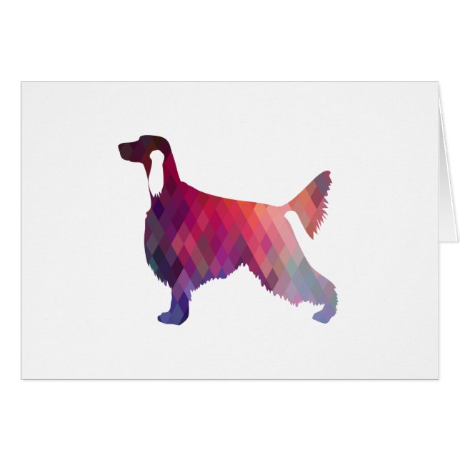 Irish Setter Geo Pattern Silhouette Purple Card (Front Horizontal)